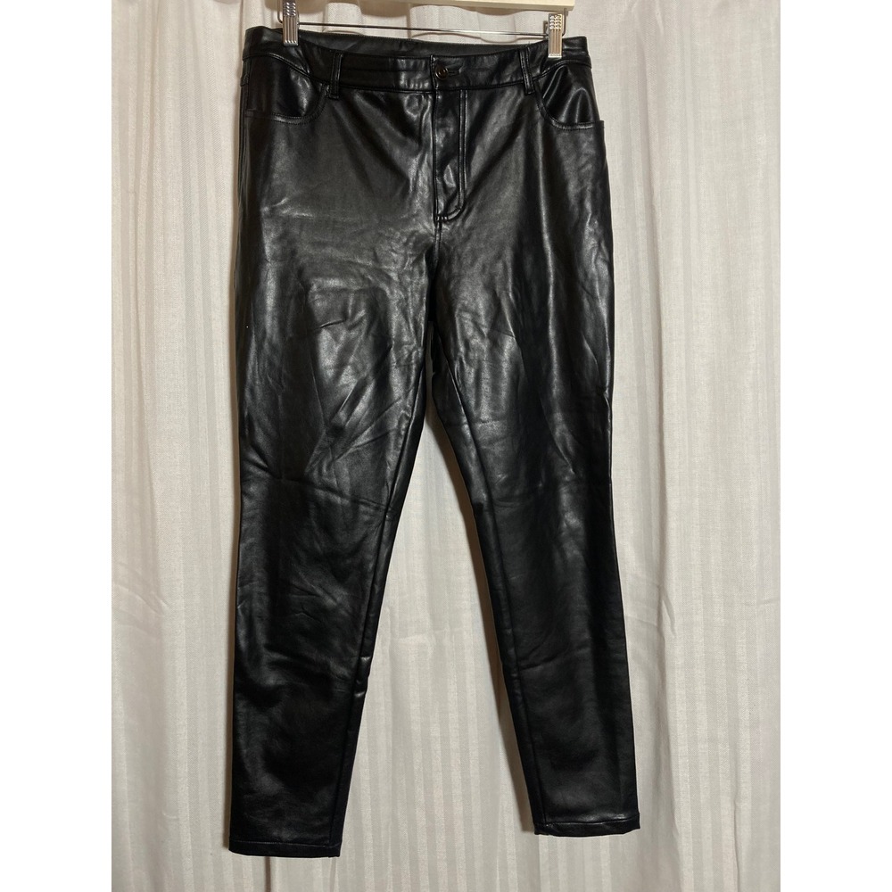 ModCloth Womens Black Faux Leather High Rise Skinny Pants Size 12 Vegan Leather